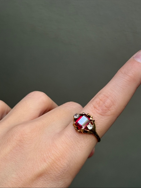 Jewelry - Gold Ring with REAL RUBY REAL GOLD Deep Red Gemstone - Elegant Women's Jewelry